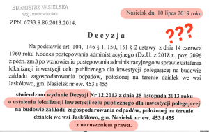 Decyzja Burmistrza Nasielska - ZZO Jaskółowo