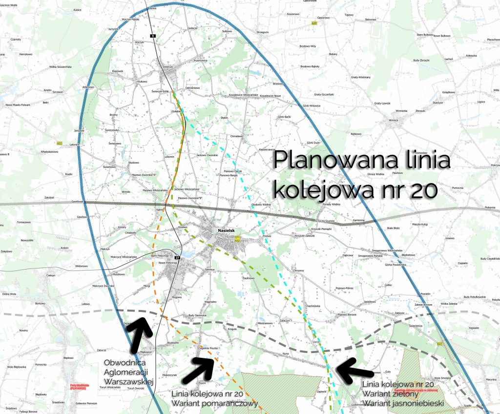 Planowana linia kolejowa Legionowo Nasielsk nr 20