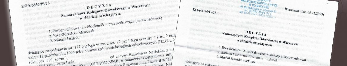 Ukrywanie informacji przez Burmistrza Nasielska i decyzje SKO